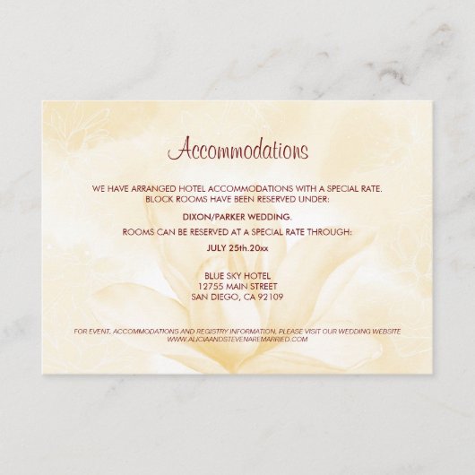 幻想的なマグノリアの花、結婚式の宿泊施設 エンクロージャーカード (正面)