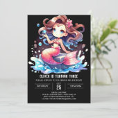 幻想的なマジェスティックマーメイドの誕生日 招待状 (スタンド正面)