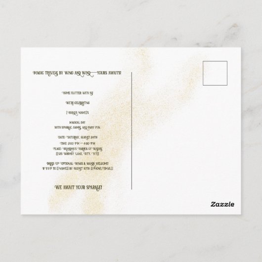 幻想的なマジックフェアリーの子供パーティー招待状ポストカード ポストカード (裏面)