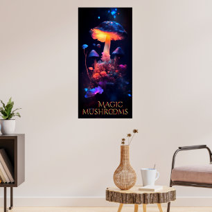 幻想的なマジックマッシュルーム - レトロアート ポスター