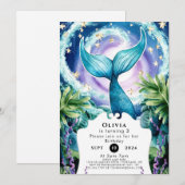幻想的なマリンメイドの誕生日 招待状 (正面/裏面)
