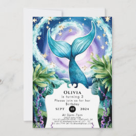 幻想的なマリンメイドの誕生日 招待状