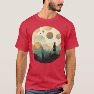 幻想的なミステリーフォレストキャンピングレイヤードフォギーなフリ Tシャツ