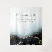 幻想的なミストオンブルネイビーブルーの写真ブース背景 タペストリー (正面)