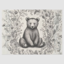 幻想的なモノクロのクマの花園