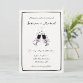 幻想的なモノクロの手描きガラス ウェディング 招待状 (スタンド正面)