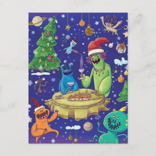 幻想的なモンスターのイラスト/ シーズンポストカード (正面)