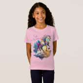 幻想的なユニコーンの雲 ロマンティックな誕生日 Tシャツ (正面フル)