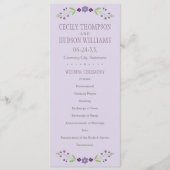 幻想的なラベンダーのフォークフラワーの結婚式 プログラム (正面)