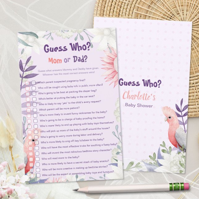 幻想的なラベンダーの花と鳥のベビーシャワーゲーム (Enchanted Lavender Mom or Dad Baby Shower Game ©Susanne Sachers - Sunny Mind 🌞)