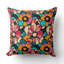 幻想的なレトロフローラルパターンinベリー&オレンジ