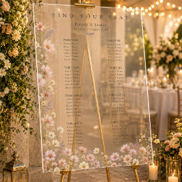 幻想的なワイルドフラワーの結婚式の座席表 アクリルサイン