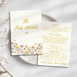 幻想的なワイルドフラワーの黄色い象牙色の結婚式の詳細 エンクロージャーカード
