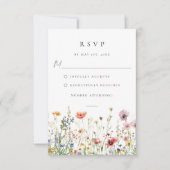 幻想的なワイルドフラワー ウェディング RSVP カード (正面)