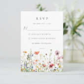幻想的なワイルドフラワー ウェディング RSVP カード (スタンド正面)