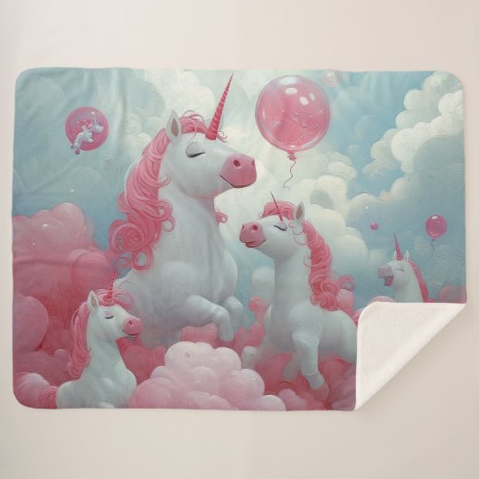 幻想的な一角獣の夢の風景 シェルパブランケット (正面(横))