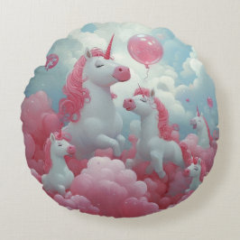 幻想的な一角獣の夢の風景 ラウンドクッション