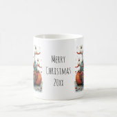 幻想的な七羽の白鳥の水浴び クリスマス 11oz マグカップ (中央)