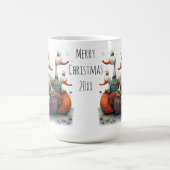 幻想的な七羽の白鳥の水浴び クリスマス 15oz コーヒーマグカップ (中央)
