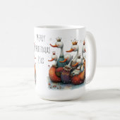 幻想的な七羽の白鳥の水浴び クリスマス 15oz コーヒーマグカップ (正面右)