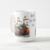 幻想的な七羽の白鳥の水浴び クリスマス 15oz コーヒーマグカップ (正面左)
