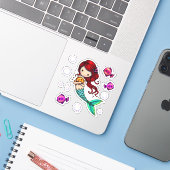 幻想的な世界 魚と泡に囲まれた可愛い人魚 シール (ノートパソコンとiPhone)