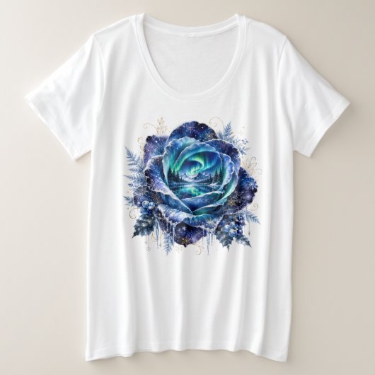 幻想的な二重露光の花 プラスサイズTシャツ (デザイン正面)