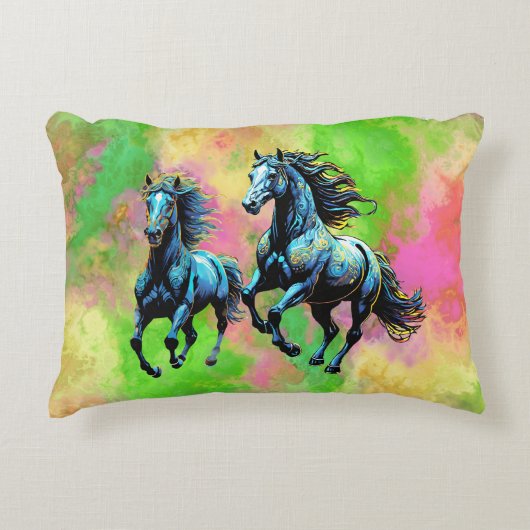 幻想的な二頭馬 アクセントクッション (正面)