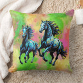 幻想的な二頭馬 クッション (ブランケット)
