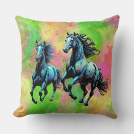 幻想的な二頭馬 クッション