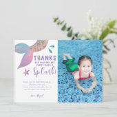 幻想的な人魚の誕生日パーティーの写真 サンキューカード (スタンド正面)