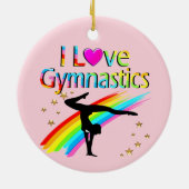 幻想的な体操ガール私は体操デザイン大好き セラミックオーナメント (裏面)