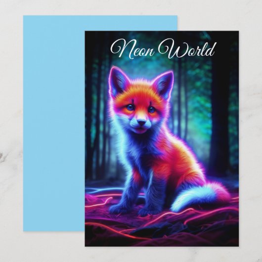 幻想的な光輝狐 生体輝光オーラを纏う 招待状 (正面/裏面)