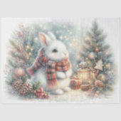 幻想的な冬のウサギのクリスマスツリーのデコパージュ 薄葉紙 (正面)