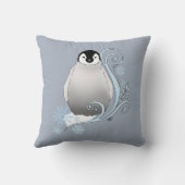 幻想的な冬のペンギン アール・ヌーヴォー スノーフレーク クッション (裏面)