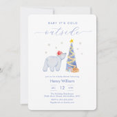 幻想的な冬の森の白熊のベビーシャワー 招待状 (正面)