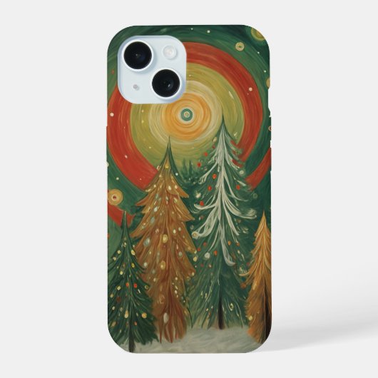 幻想的な冬の森 iPhone 15ケース (裏面)