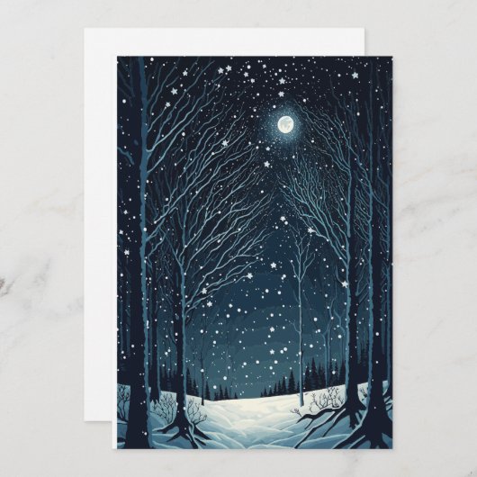 幻想的な冬の空の下で温かい願いを送る シーズンカード (正面/裏面)