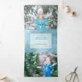 幻想的な冬の雪の写真 三つ折りクリスマスカード (内部)