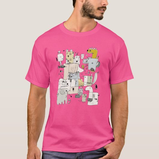 幻想的な動物の顔のコラージュデザインの友達 Tシャツ (正面)