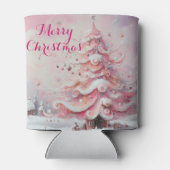幻想的な印象派のクリスマスツリーピンク 缶クーラー (裏面)