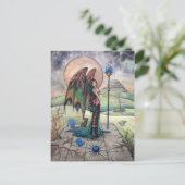 幻想的な収穫の月のゴシック風フェアリーアート ポストカード (スタンド正面)