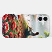 幻想的な可愛い女の子 赤い花 iPhoneケース (裏面横)
