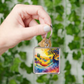 幻想的な可愛い明るい鮮やかな風景 キーホルダー (手)
