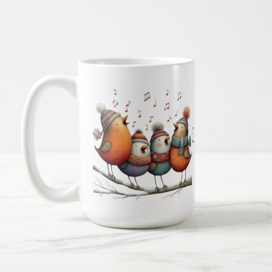 幻想的な四羽の鳴く鳥 クリスマスの12日間 15oz コーヒーマグカップ (左)