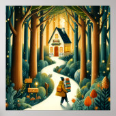 幻想的な図書本屋ウォールアート ポスター (正面)