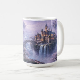 幻想的な城の超現実的な風景 ラベンダー ブルー コーヒーマグカップ