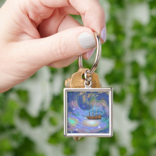 幻想的な場面で帆船を航行すること キーホルダー (手)