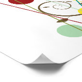 幻想的な夏の鳥の渦巻き 現代の自然の草花 ポスター (角)