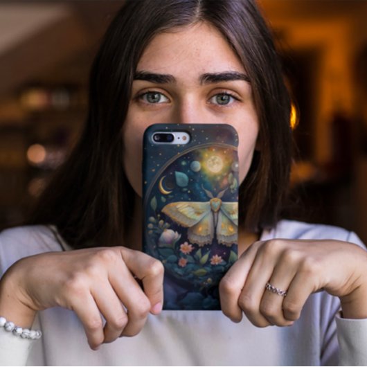 幻想的な夜の天の蛾と満月 Case-Mate iPhoneケース